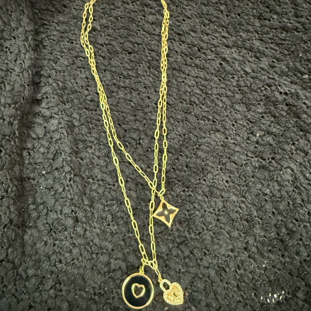 Park Lane “Beverly” layered gold and black Pendant Necklace